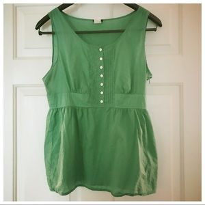 EUC GREEN JCREW 100% Cotton Pin-tucked PEPLUM TOP
